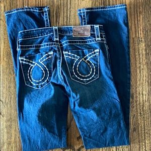 Big star, boot cut jeans. Slight wear and tear